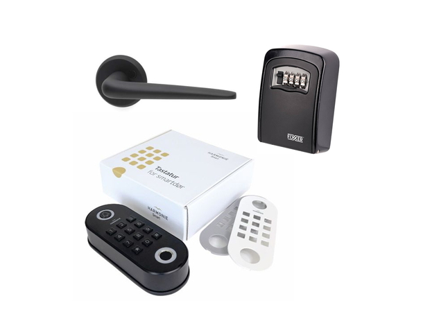Smart dørpakke 6 - Porto Sort Tastatur - Nøkkelboks - Vrider Porto 