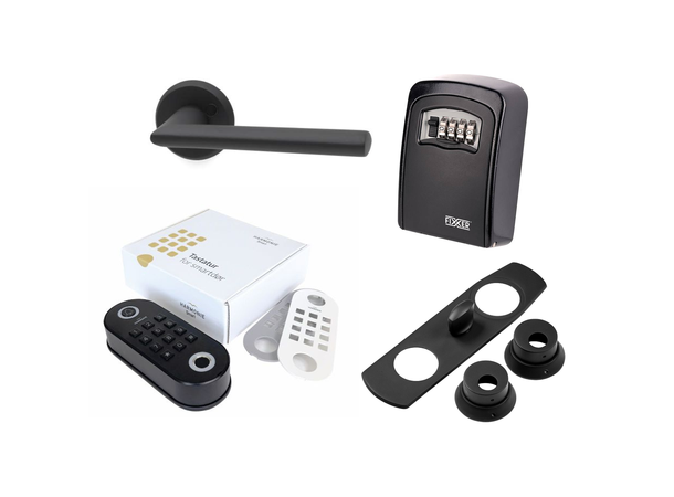 Smart dørpakke 7 - Miami Sort Tastatur - Nøkkelboks - Miami - Skilt 