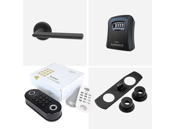 Smart dørpakke 7 - Miami Sort Tastatur - Nøkkelboks - Miami - Skilt 