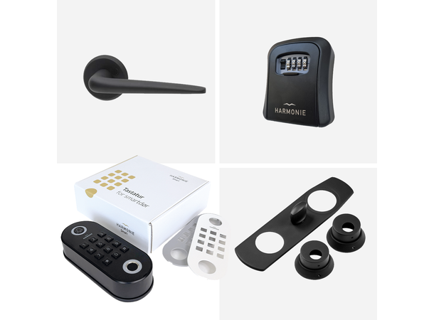 Smart dørpakke 8 - Porto Sort Tastatur - Nøkkelboks - Porto - Skilt 