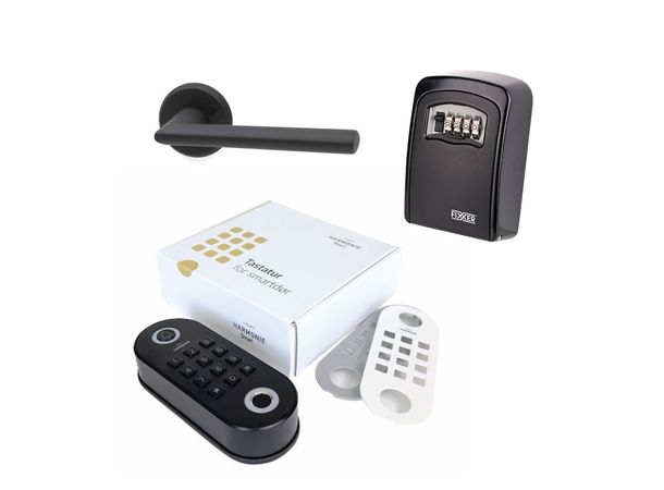 Smart dørpakke 3 - Miami Sort Tastatur - Nøkkelboks - Vrider Miami 