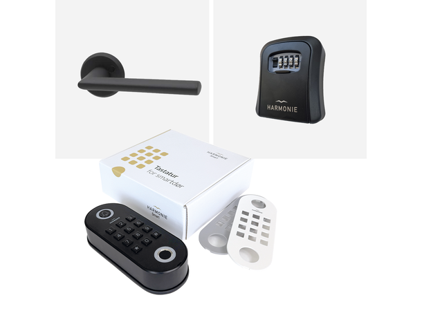 Smart dørpakke 3 - Miami Sort Tastatur - Nøkkelboks - Vrider Miami 