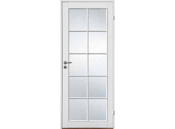 Håkon Glass Hvit 90 x 210 2x5 rt Hvitmalt dørblad 2x5 ruter 