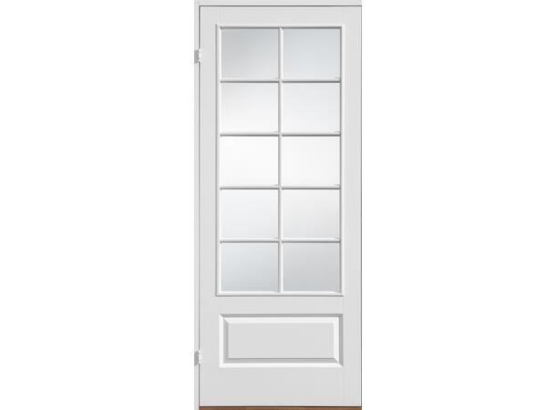 Odin Glass Hvit - Sidefelt Dørblad - NCS S 0502-Y - 2x5 ruter