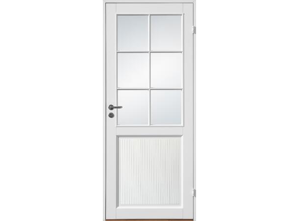 Sverre Glass Hvit Hvitmalt dørblad med riller 2 x 3 ruter
